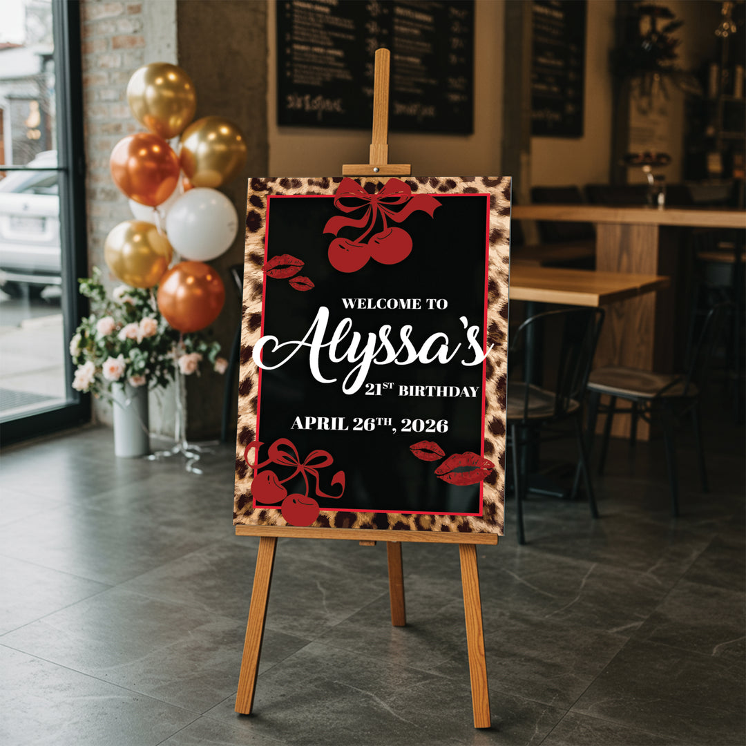Cheetah Cherries Birthday Sign