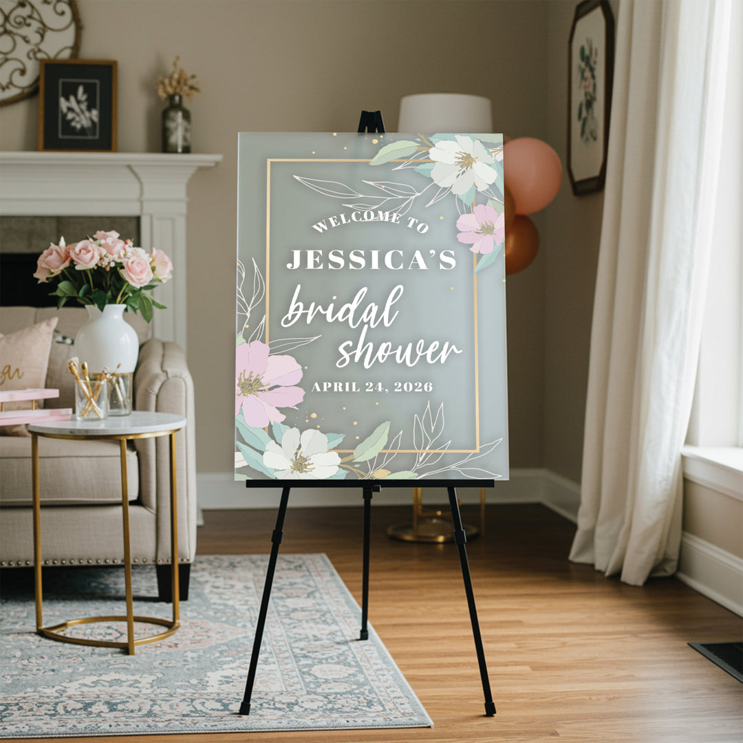 Pastel Flowers Bridal Shower Welcome Sign