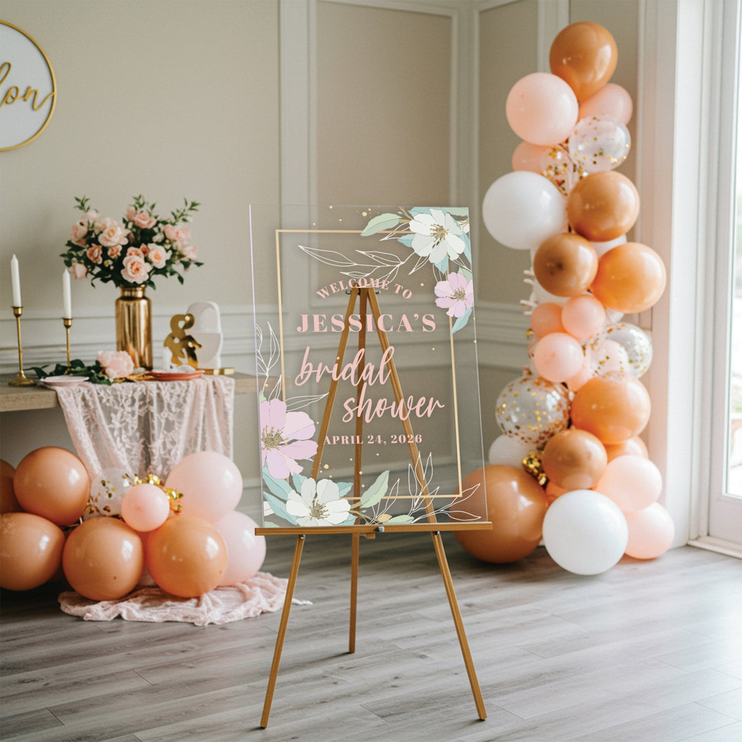 Pastel Flowers Bridal Shower Welcome Sign