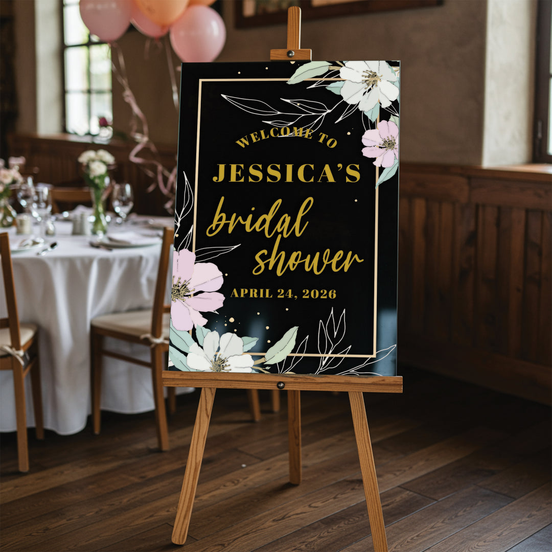 Pastel Flowers Bridal Shower Welcome Sign