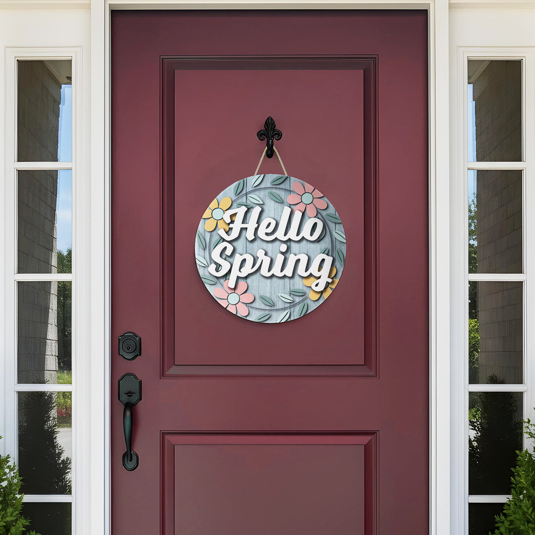 Hello Spring Blue Welcome Front Door Decor