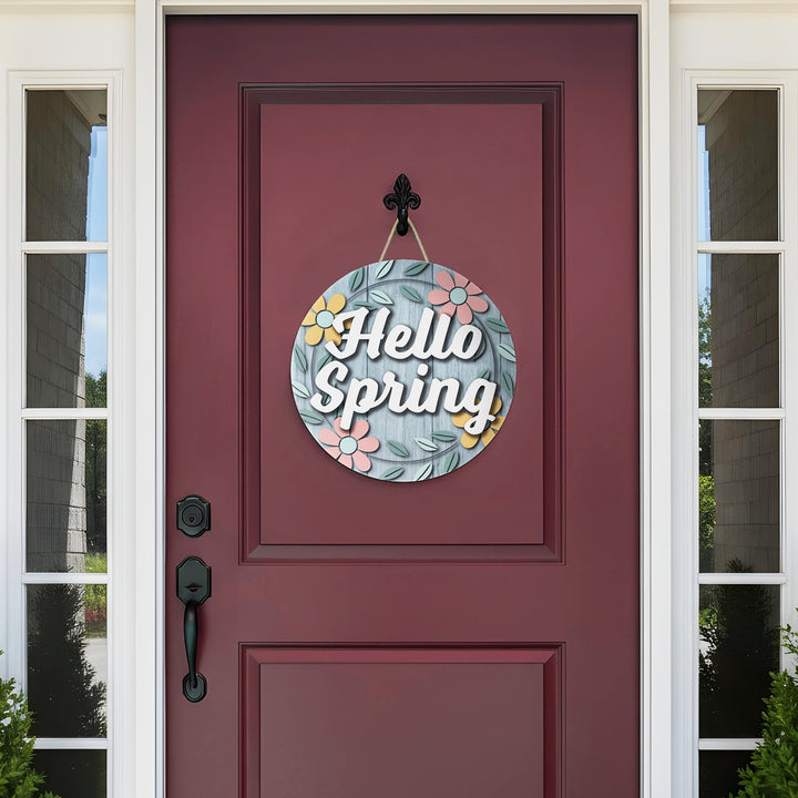 Hello Spring Blue Welcome Front Door Decor