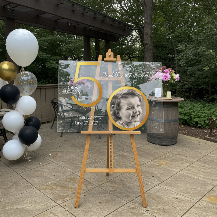Golden 50th Birthday Sign