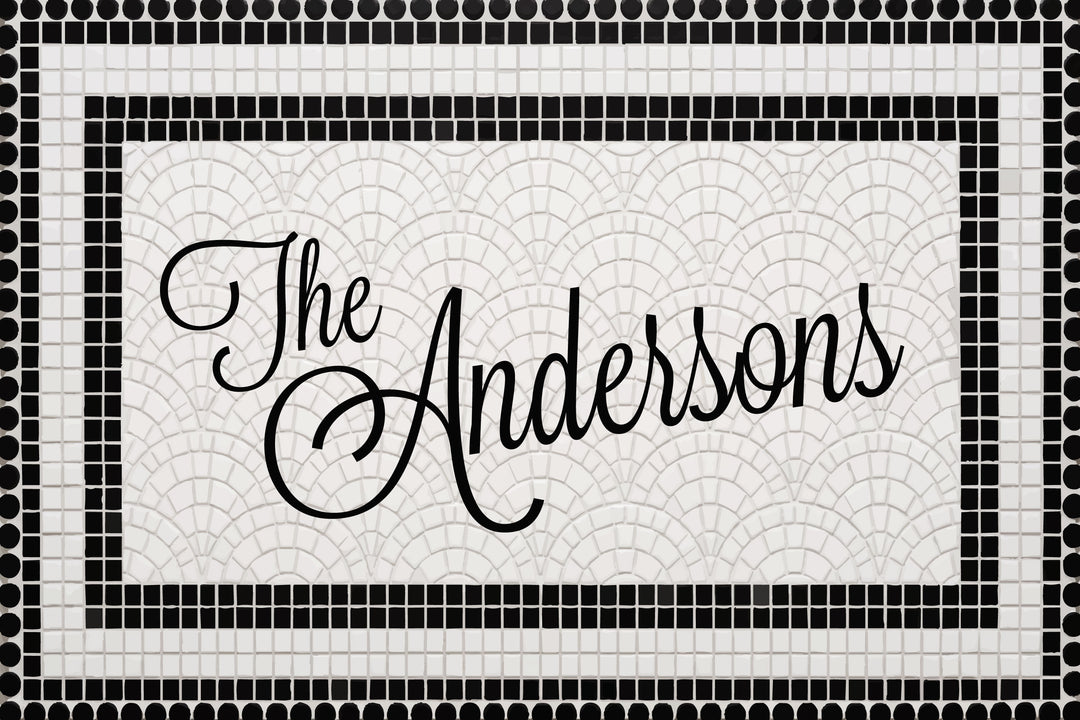 Mosaic Tile Wedding Welcome Sign, Personalized Reception Sign, Black and White Tile Decor, Custom Acrylic Sign