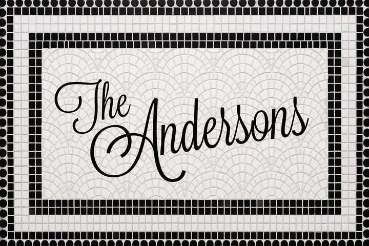 Mosaic Tile Wedding Welcome Sign, Personalized Reception Sign, Black and White Tile Decor, Custom Acrylic Sign