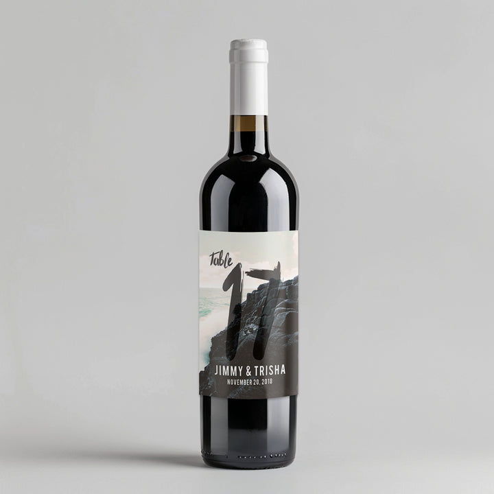 Cliff Waves Table Number Wine Label