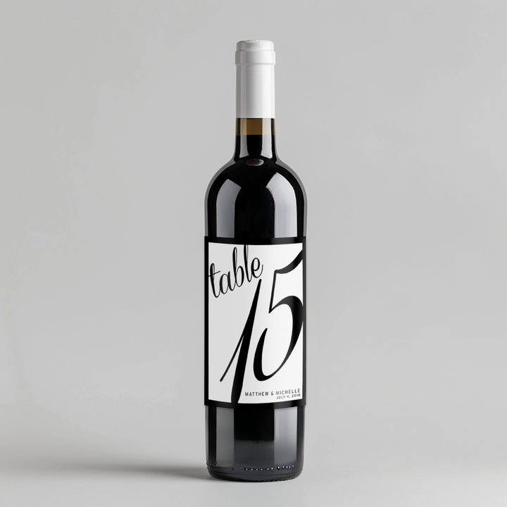 Original Script Table Number Wine Label