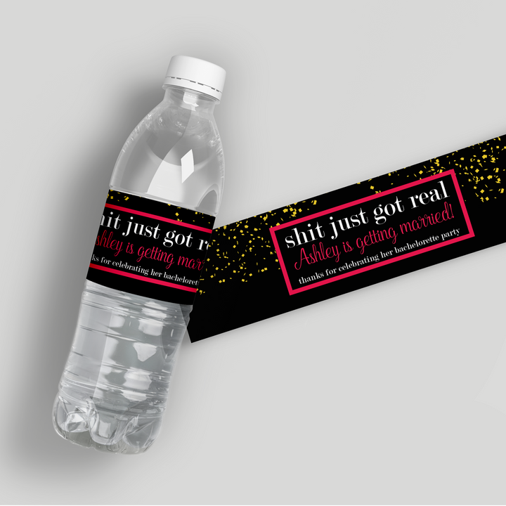 Just Got Real Bachelorette Water Bottle Labels