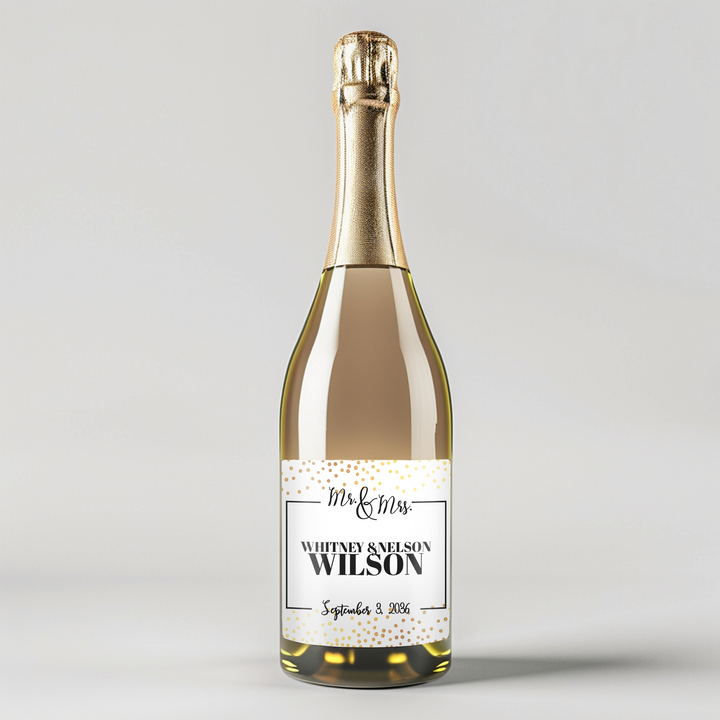 Gold Confetti Champagne Label