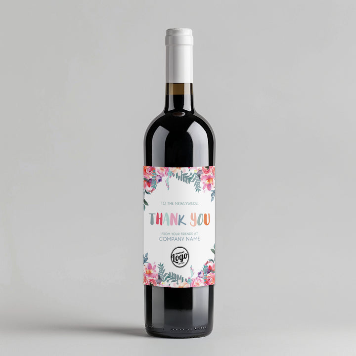 Floral Newlyweds Wine Label