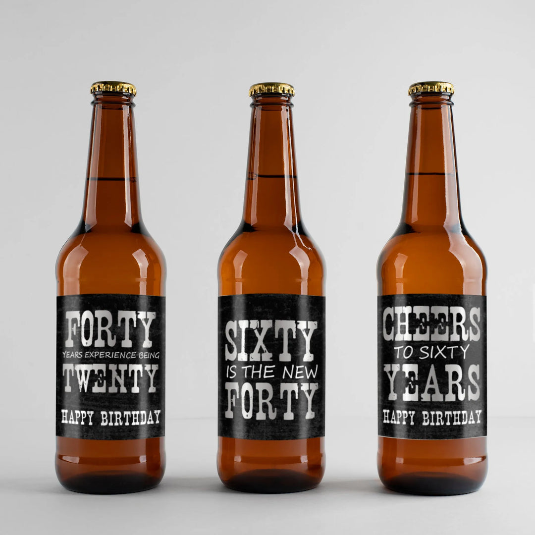 60th Birthday Beer Label Set - iCustomLabel