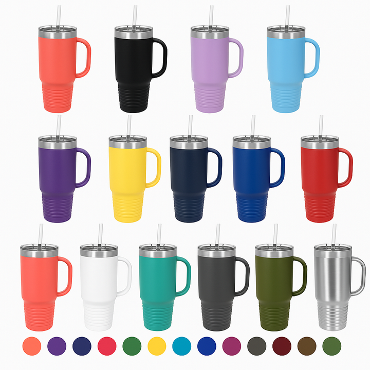 Custom 40 oz Travel Mug with Handle & Straw – Personalized Engraved Tumbler