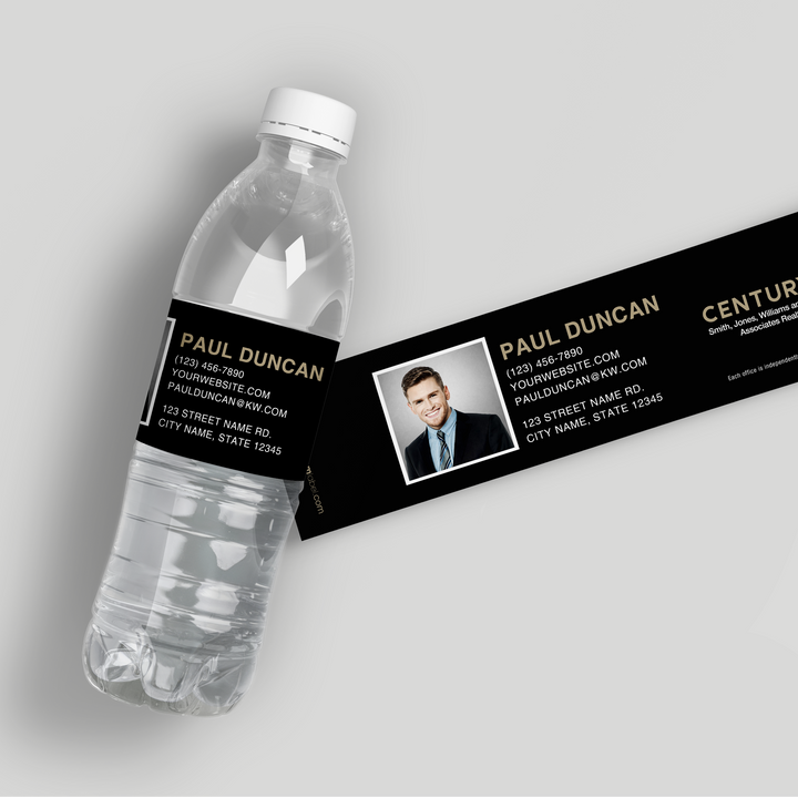 Black Photo Century 21 Water Bottle Labels