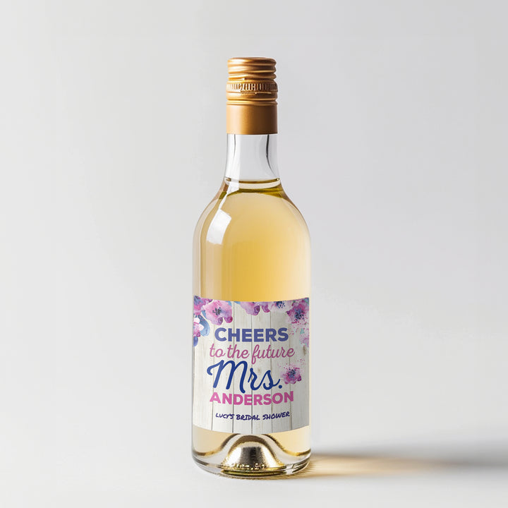 Purple Floral Mini Wine Label