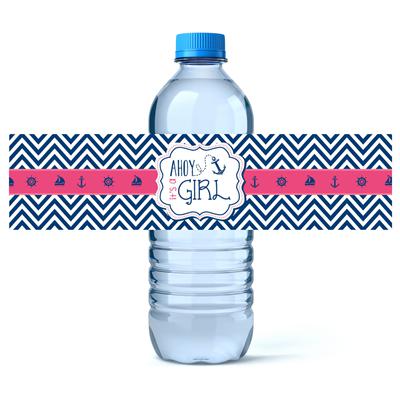 Ahoy it's a Girl Water Bottle Labels