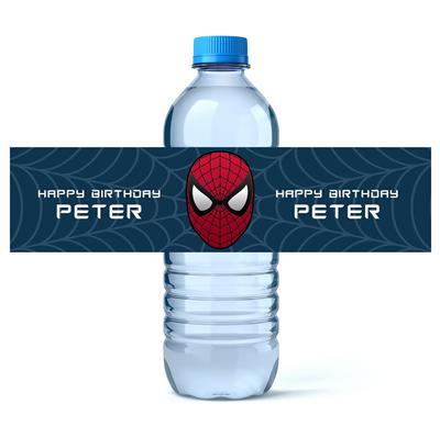 Amazing Spiderman Birthday Water Bottle Labels