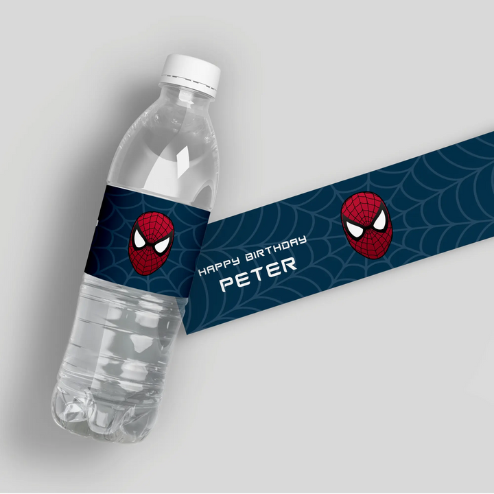 Amazing Spiderman Birthday Water Bottle Labels iCustomLabel