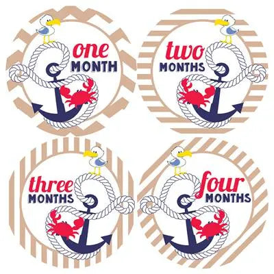 Anchors Aweigh Neutral Baby Month Stickers