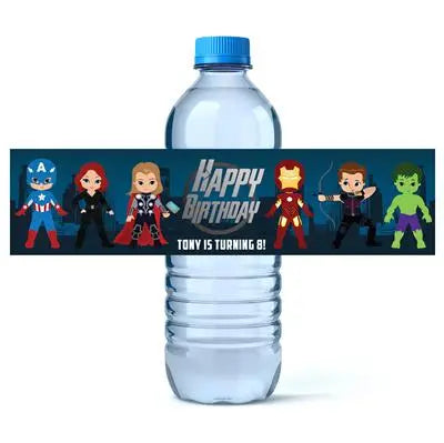 Avengers Birthday Water Bottle Labels