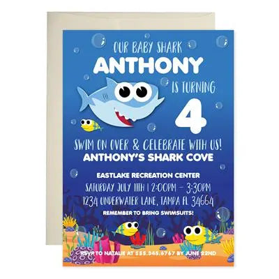 Baby Shark Birthday Invitations