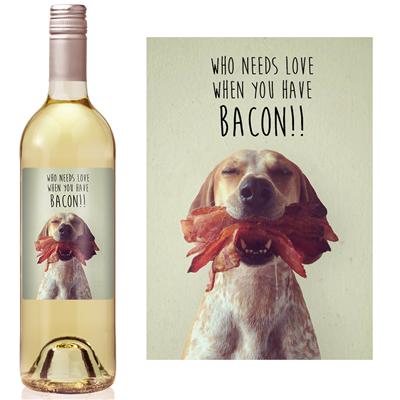 Bacon Dog Valentine Wine Label