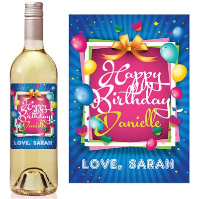 Balloons Birthday Wine Label