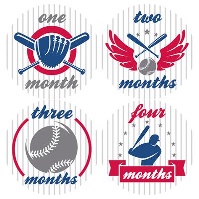 Baseball Emblem Baby Month Stickers