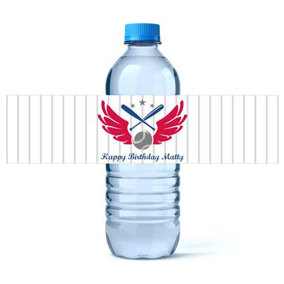 Baseball Emblem Water Bottle Labels