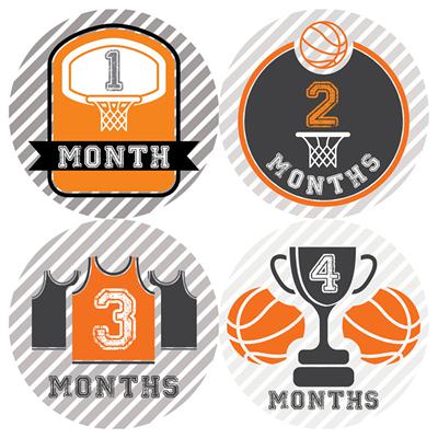 Basketball Baby Month Stickers