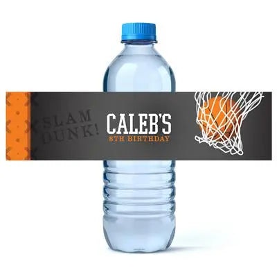 Basketball Birthday Water Bottle Labels