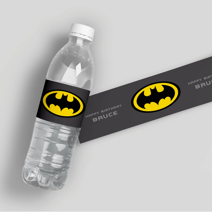 Batman Birthday Water Bottle Labels - iCustomLabel