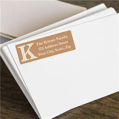 Beige Initial Address Label