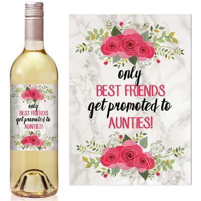 Best Friends Promoted to Auntie Wine Label
