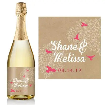 Birds Brown Paper Champagne Label