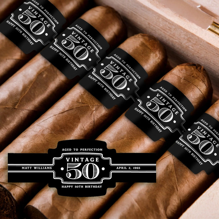 Black Birthday Cigar Bands iCustomLabel