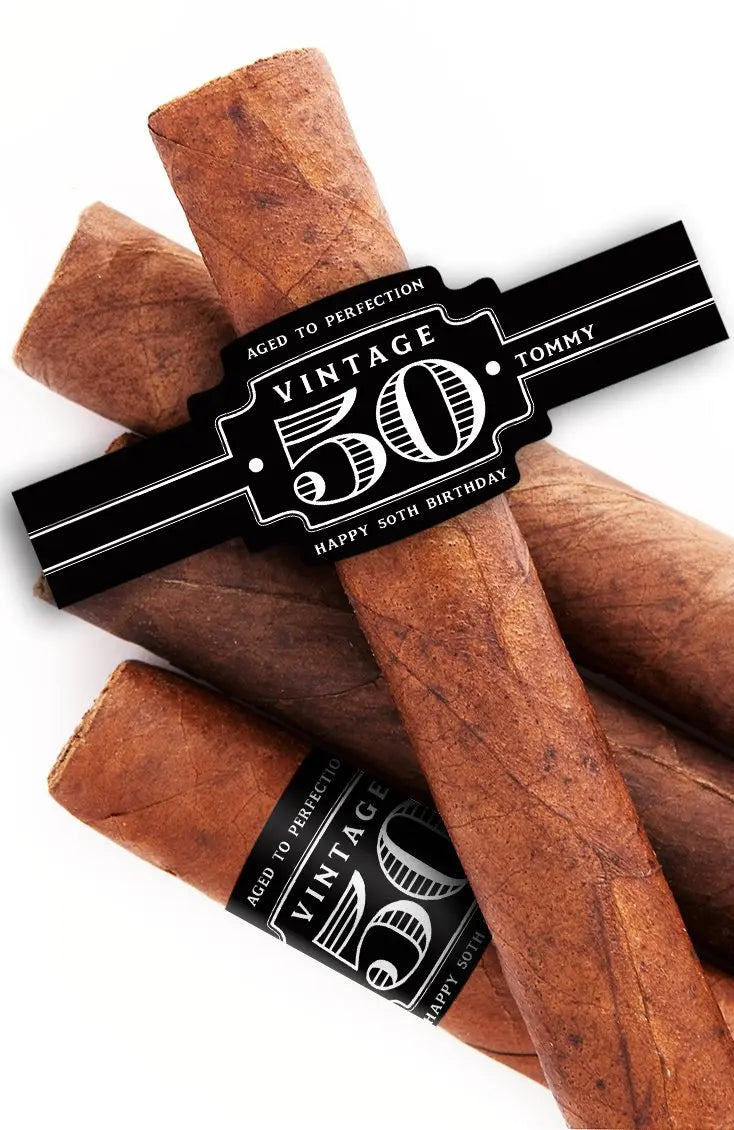 Black Birthday Cigar Bands iCustomLabel