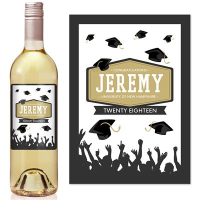 Black Caps Graduation Wine Label