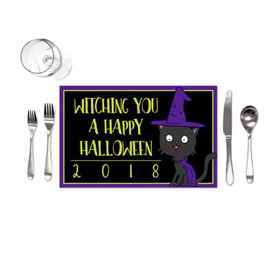 Black Cat Halloween Placemats