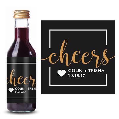 Black Cheers Mini Wine Label