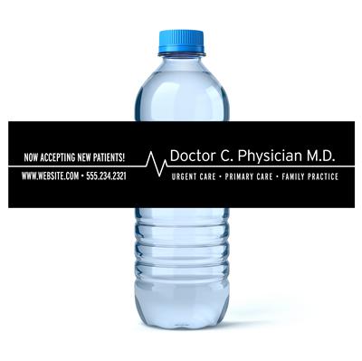 Black EKG Doctor Water Bottle Labels