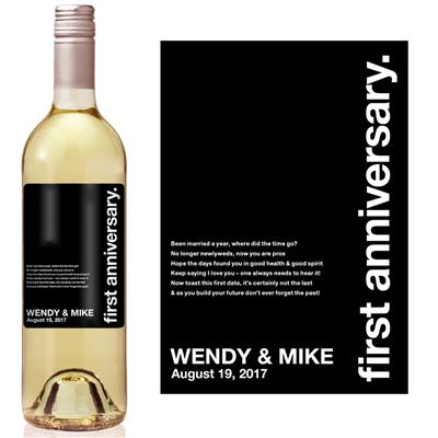 Black First Anniversary Milestone Wine Label