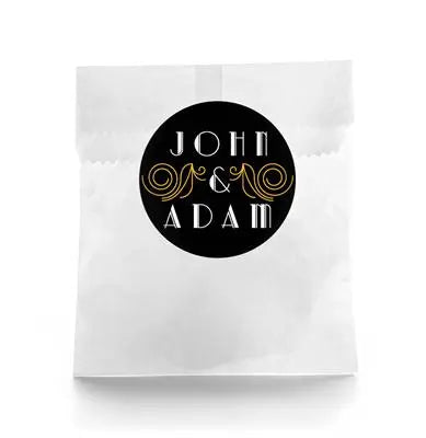 Black Gold Names Wedding Favor Labels