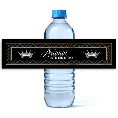 Black Gold Princess Water Bottle Labels