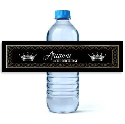 Black Gold Princess Water Bottle Labels