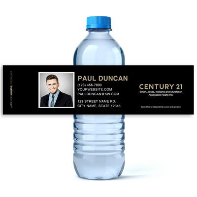 Black Photo Century 21 Water Bottle Labels