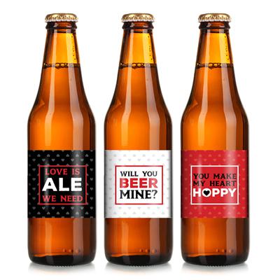 Black Red Hearts Beer Label Set