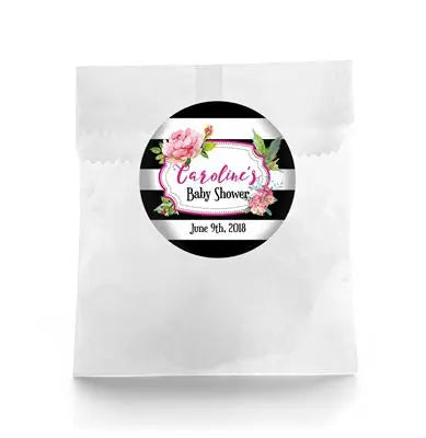 Black Striped Baby Shower Favor Labels