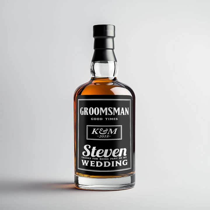 Black Whiskey Groomsmen Liquor Label iCustomLabel