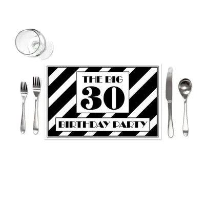 Black White Striped Birthday Placemats