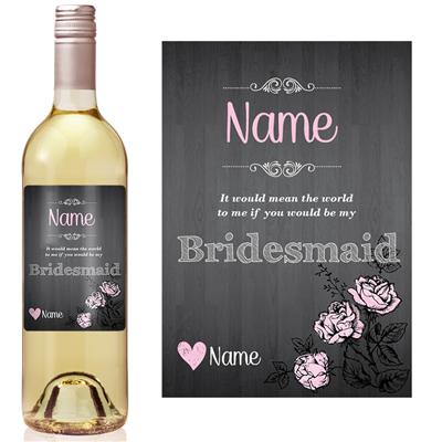 Black Wood Bridesmaid Wine Label
